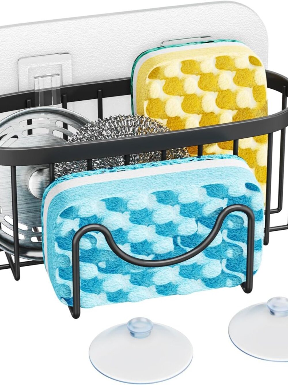 Multifunctional Sponge Holder with Unique M-Shaped, 2 Installation Methods Kitch